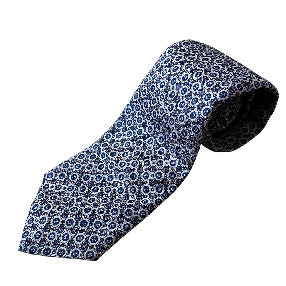 Isaco 100% silk made in italy men's geometric circles tie 3.5 inch width